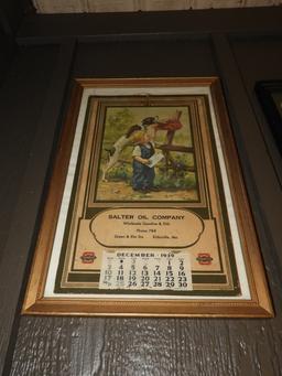 1939 Champlin Advertising Calendar, framed, 13"x20