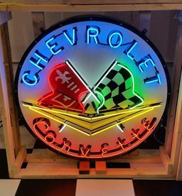 Corvette tin neon sign, 48x48in   