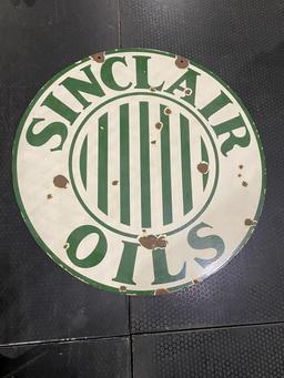 Sinclair Oils sign. Double sided porcelain. 30”