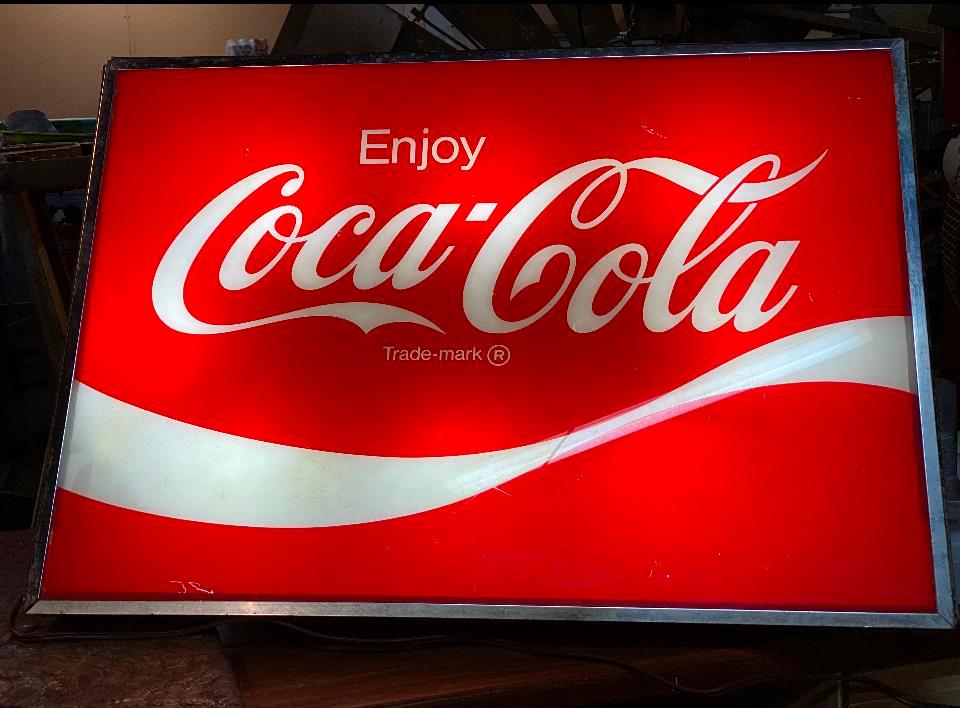 Coca-Cola lighted sign, vintage, original,24Tx33W