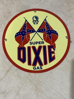 Dixie Gas, 12" metal, printed face