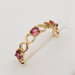 Yellow Gold 3 Pink Tourmaline Ring - New!