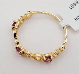 Yellow Gold 3 Pink Tourmaline Ring - New!