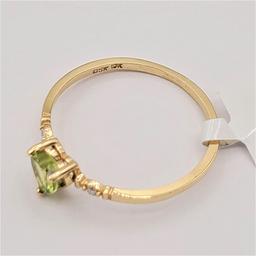 Yellow Gold Peridot & Diamond Heart Ring - New!