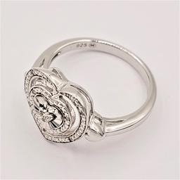 Sterling Silver Diamond Heart Ring - New!