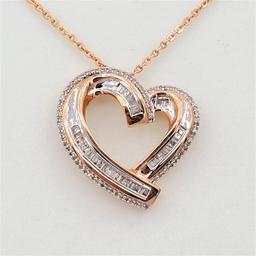 Brass Diamond Heart Pendant & Chain - New!