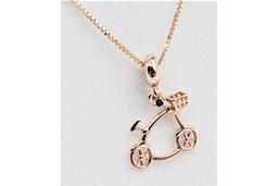 Rose Gold Tone Adjustable Bicycle Necklace - New