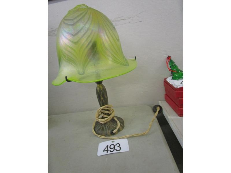 Lamp With Vaseline Glass Shade