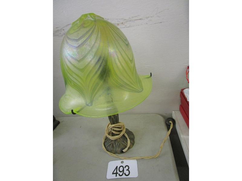Lamp With Vaseline Glass Shade