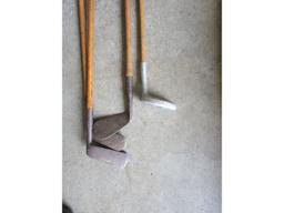 4 Antique Wooden Golf Clubs