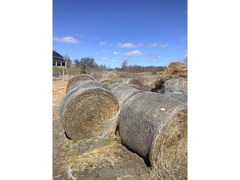 42 - 4'x5' Round Bales of 2023 1st Cut Hay Stored Outside