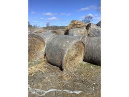 42 - 4'x5' Round Bales of 2023 1st Cut Hay Stored Outside