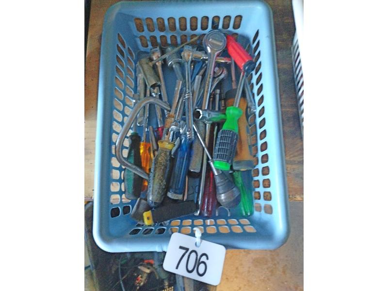 Basket of Screwdrivers, Ratchets, Etc.