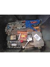 Tote of Drill Bits, Staplers, Rasps, Etc.