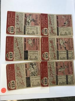 BASEBALL CARDS - 1953 TOPPS #224 / #227 / #235 / #249 / #272 / #279 - GRADE 1-2