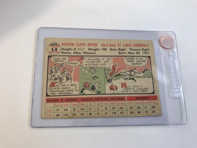 BASEBALL CARD - 1956 TOPPS #14 - KEN BOYER - GRADE 2-3