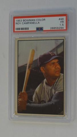 BASEBALL CARD - 1953 BOWMAN COLOR #46 - ROY CAMPANELLA - PSA GRADE 1.5