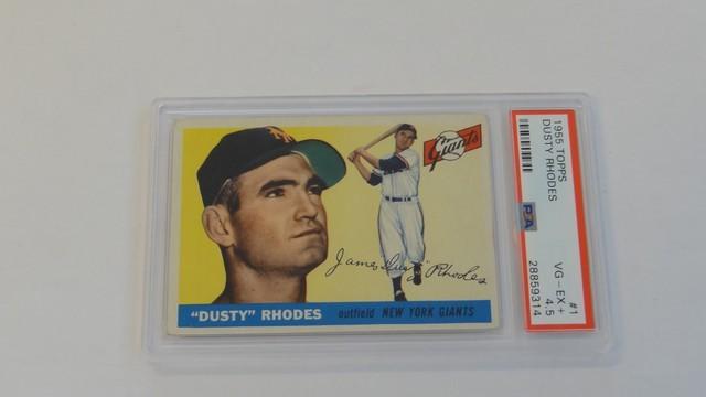 BASEBALL CARD - 1955 TOPPS #1 - DUSTY RHODES - PSA GRADE 4.5