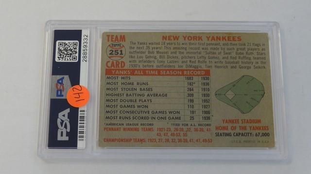 BASEBALL CARD - 1956 TOPPS #251 - YANKEES TEAM - PSA GRADE 2