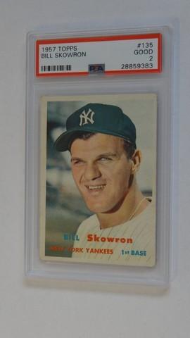 BASEBALL CARD - 1957 TOPPS #135 - BILL SKOWRON - PSA GRADE 2