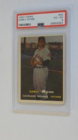 BASEBALL CARD - 1957 TOPPS #40 - EARLY WYNN - PSA GRADE 4