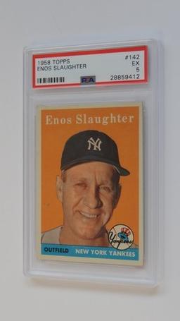 BASEBALL CARD - 1958 TOPPS #142 - ENOS SLAUGHTER - PSA GRADE 5