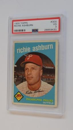 BASEBALL CARD - 1959 TOPPS #300 - RICHIE ASHBURN - PSA GRADE 3