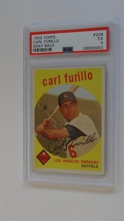 BASEBALL CARD - 1959 TOPPS #206 - CARL FURILLO - PSA GRADE 5