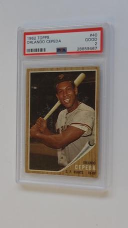 BASEBALL CARD - 1962 TOPPS #40 - ORLANDO CEPEDA - PSA GRADE 2