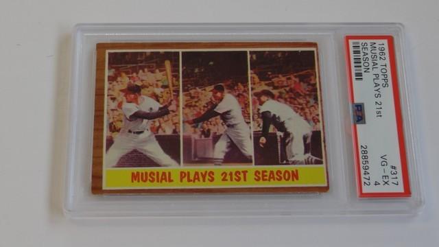 BASEBALL CARD - 1962 TOPPS #317 - MUSIAL PLAYS 21st SEASON - PSA GRADE 4