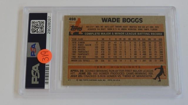 BASEBALL CARD - 1983 TOPPS #498 - WADE BOGGS - PSA GRADE 7 NM