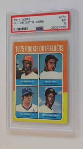 BASEBALL CARD - 1975 TOPPS #622 - ROOKIE OUTFIELDERS / FRED LYNN - PSA GRADE 5