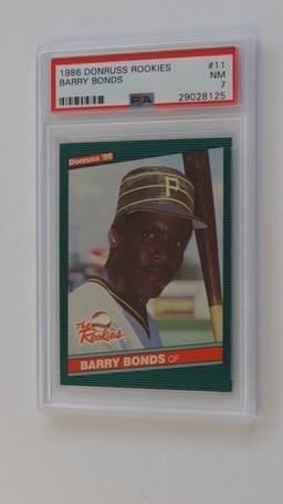 BASEBALL CARD - 1986 DONRUSS ROOKIES #11 - BARRY BONDS - PSA GRADE 7 NM