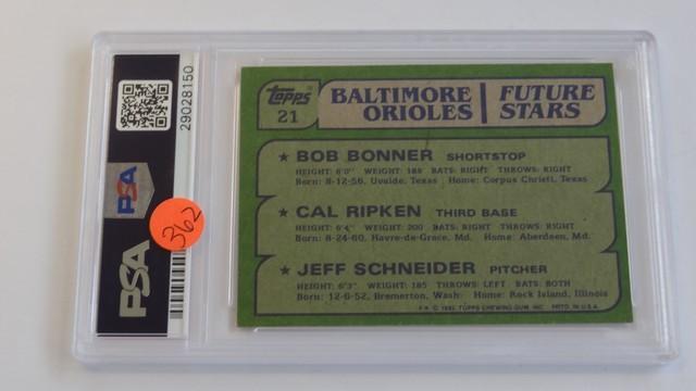 BASEBALL CARD - 1982 TOPPS #21 - ORIOLES FUTURE STARS / CAL RIPKEN JR. - PSA GRADE 8 NM-MT