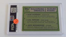 BASEBALL CARD - 1982 TOPPS #21 - ORIOLES FUTURE STARS / CAL RIPKEN JR. - PSA GRADE 8 NM-MT