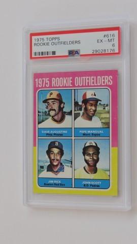 BASEBALL CARD - 1975 TOPPS #616 - ROOKIE OUTFIELDERS / JIM RICE - PSA GRADE 6