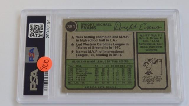 BASEBALL CARD - 1974 TOPPS #351 - DWIGHT EVANS - PSA GRADE 4