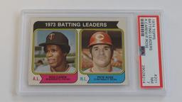 BASEBALL CARD - 1974 TOPPS #201 - BATTING LEADERS R. CAREW / P. ROSE - PSA GRADE 7 NM