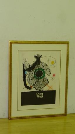 ARTWORK - POSEIDON - JOAN MIRO - SIGNED - NUMBERED 30/75 - 30x41 - 44x55 WITH FRAME - DOUBLE LINEN M