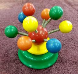 Vintage Kouvalias Wooden Bubble Ball Wind Up Music Box Toy