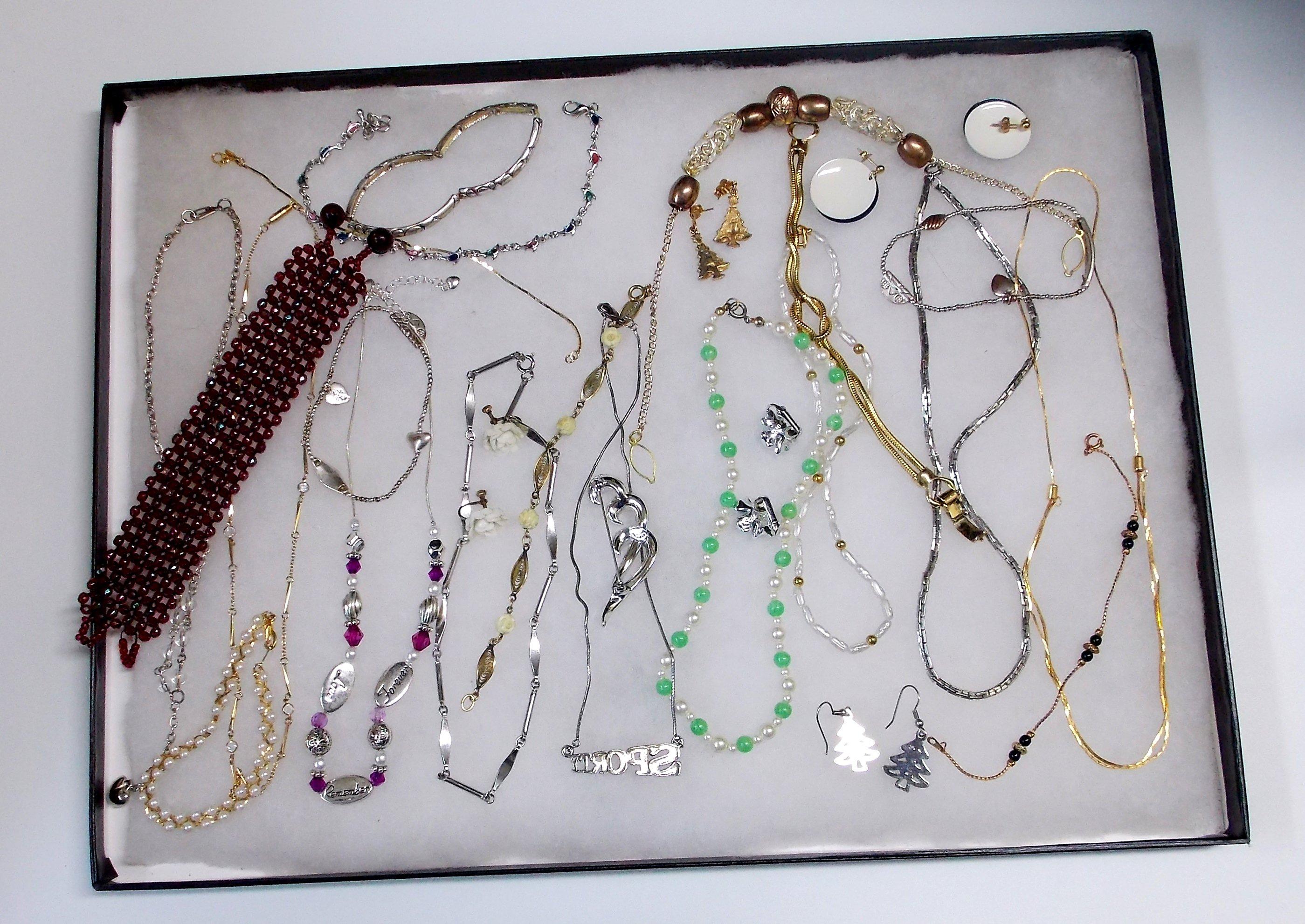 Necklace, Earring, & Bracelet Lot w/ Crystals & Glass Beads