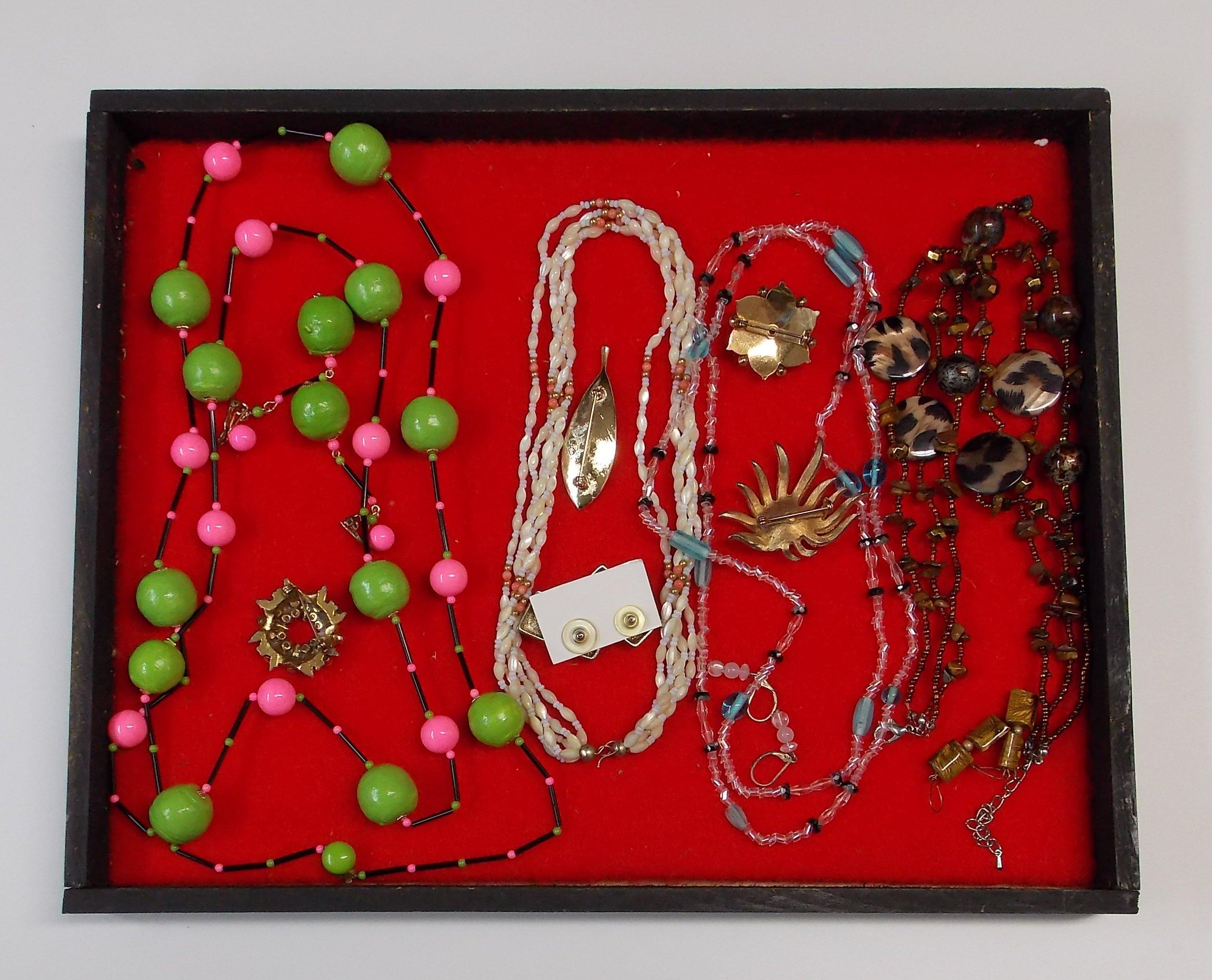 Necklace, Earring, & Brooch Lot w/ Glass Beads