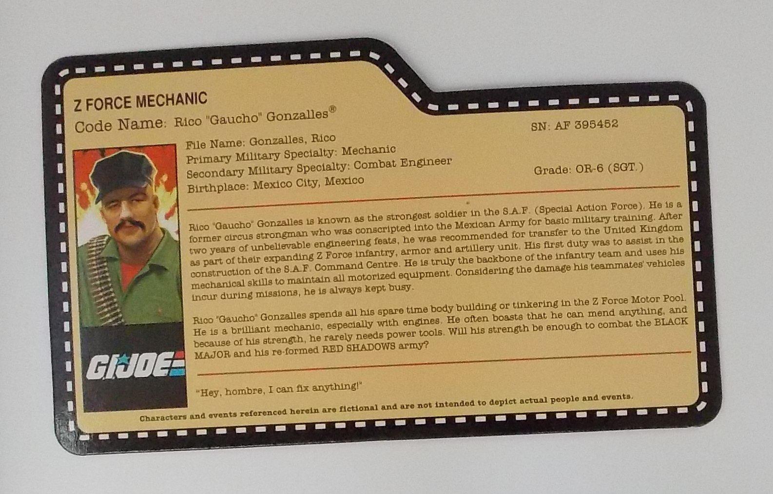 2010 Gaucho G.I. Joe Convention Exclusive FileCard