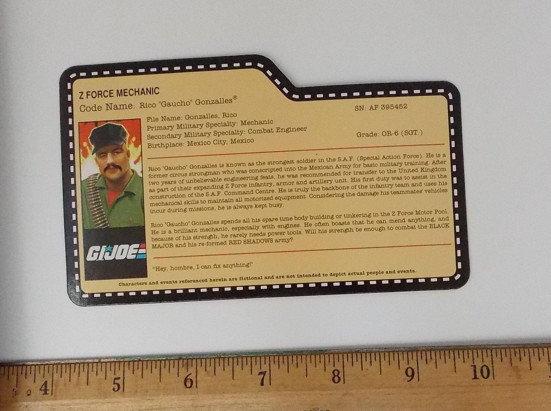 2010 Gaucho G.I. Joe Convention Exclusive FileCard