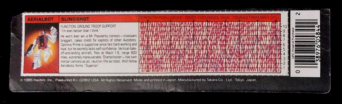 Aerialbot Slingshot Transformers G1 Tech Spec / File Card