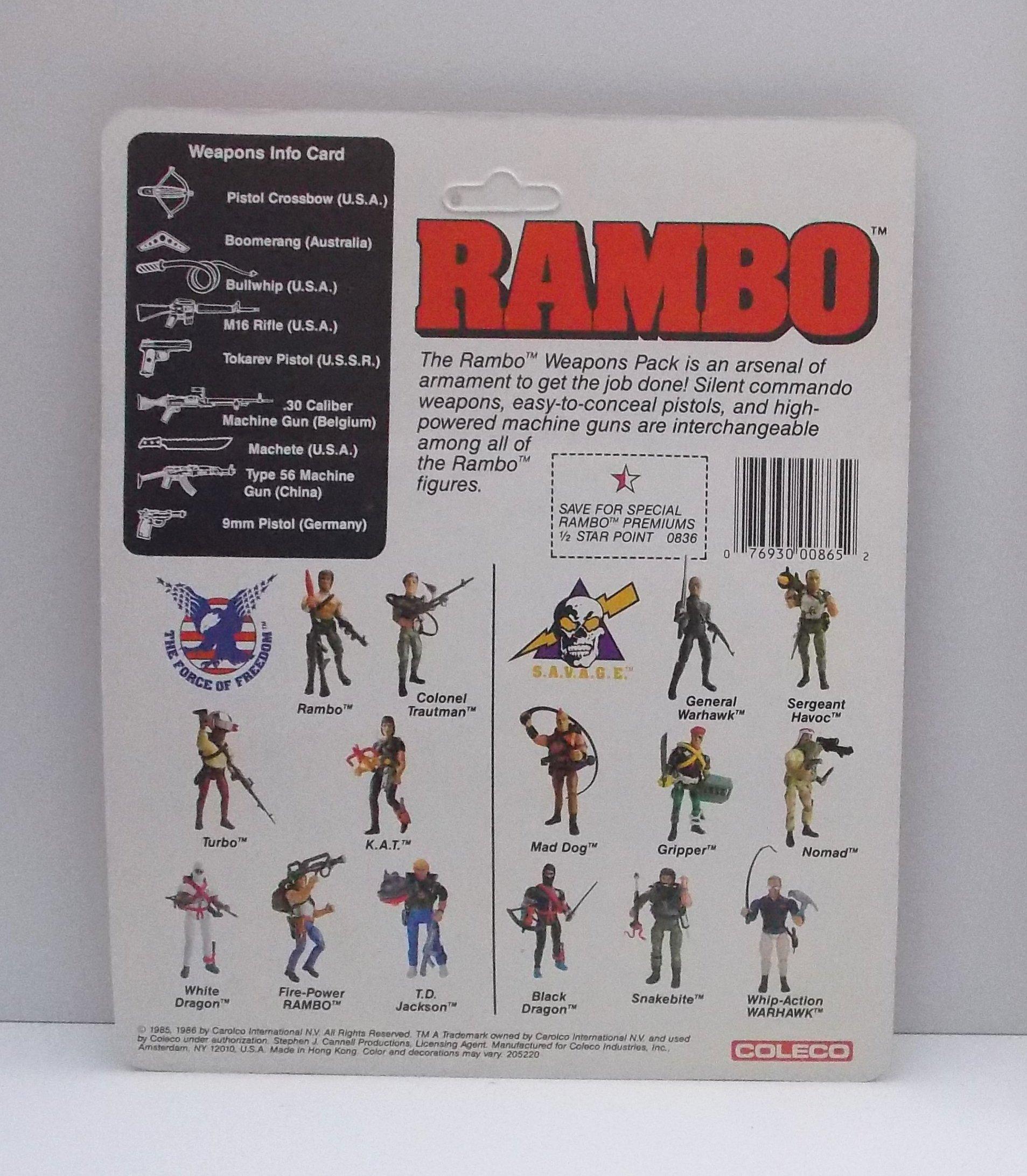 Vintage 1985 Coleco Rambo Action Figure Weapons Pack