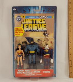 Justice League Unlimted Wonder Woman Batman Bizarro Action Figure Set w/ Comic