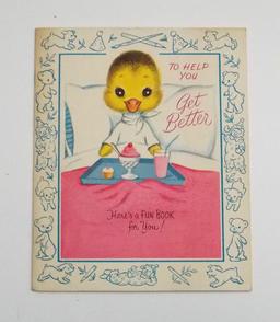 Antique "Get Well" Greeting Card Activity Booklet