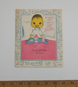 Antique "Get Well" Greeting Card Activity Booklet