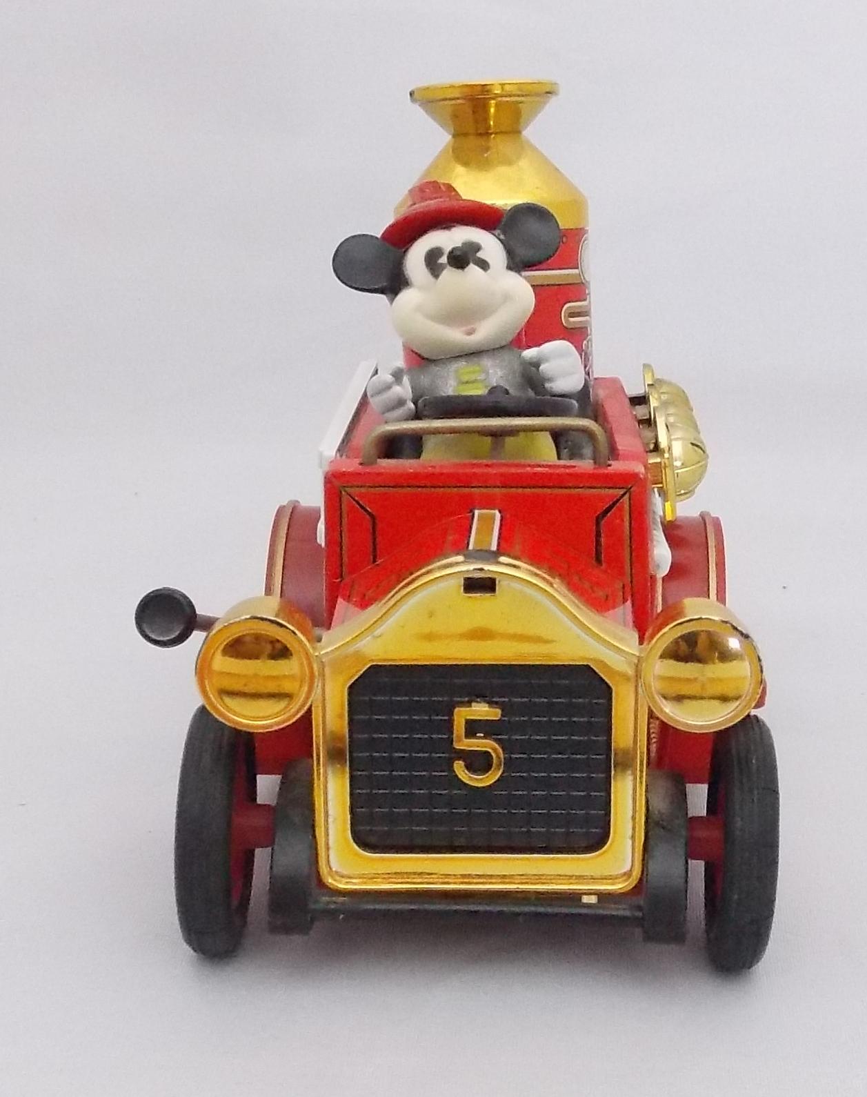 Japanese Tin Litho Mickey Mouse Fire Engine FD 5 Lever Toy